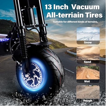 X1372VPRO Electric Scooter Adults 75 Miles Long Range, 10000W Dual Motor 65MPH Max Speed, 72V 40Ah Battery & 13-Inch Road Tires for Commuting